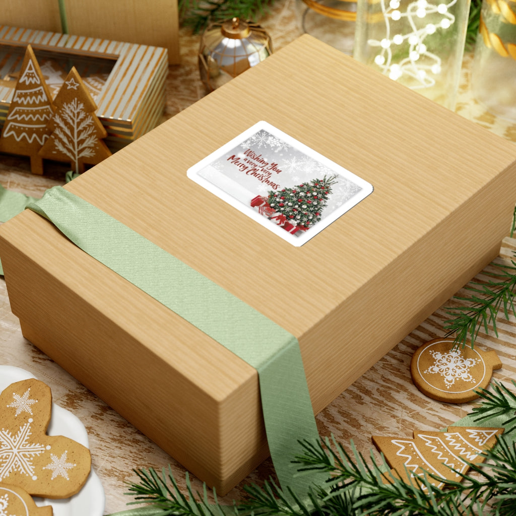 Christmas Tree Sticker — "Wishing You a Very, Very Merry Christmas" Holiday Kiss-Cut Sticker