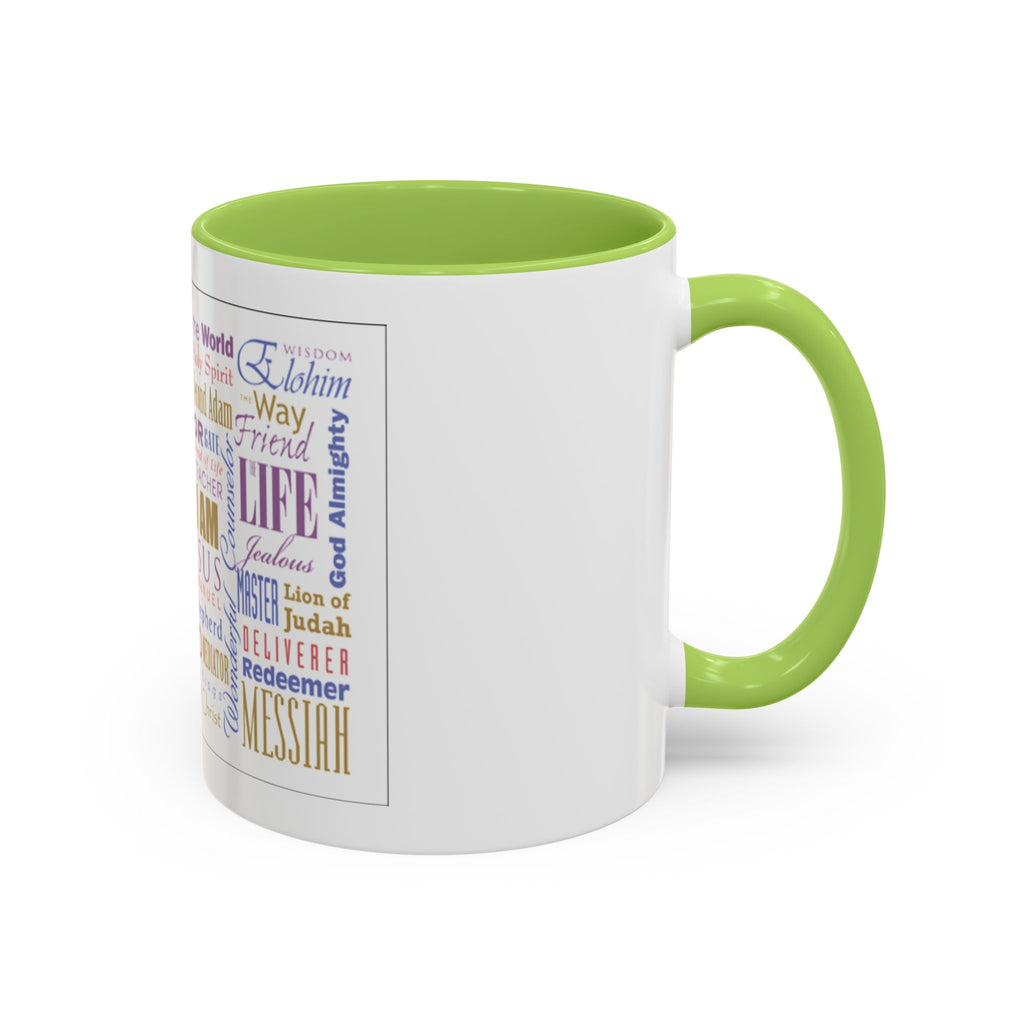 Jesus Names Word Cloud Accent Coffee Mug (11/15oz) — Inspirational Christian Gift