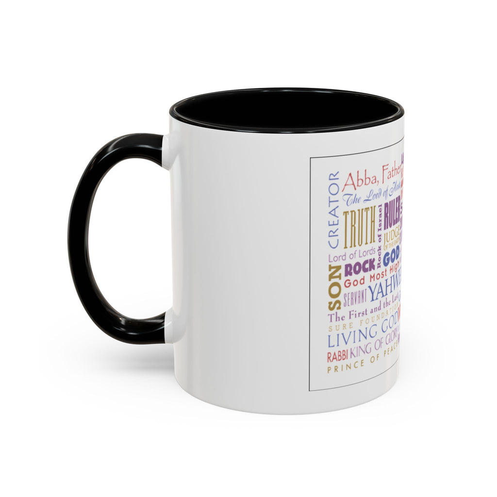 Jesus Names Word Cloud Accent Coffee Mug (11/15oz) — Inspirational Christian Gift