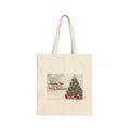 Christmas Tree Tote Bag — "Wishing You a Merry Christmas" Cotton Canvas Gift Shopper