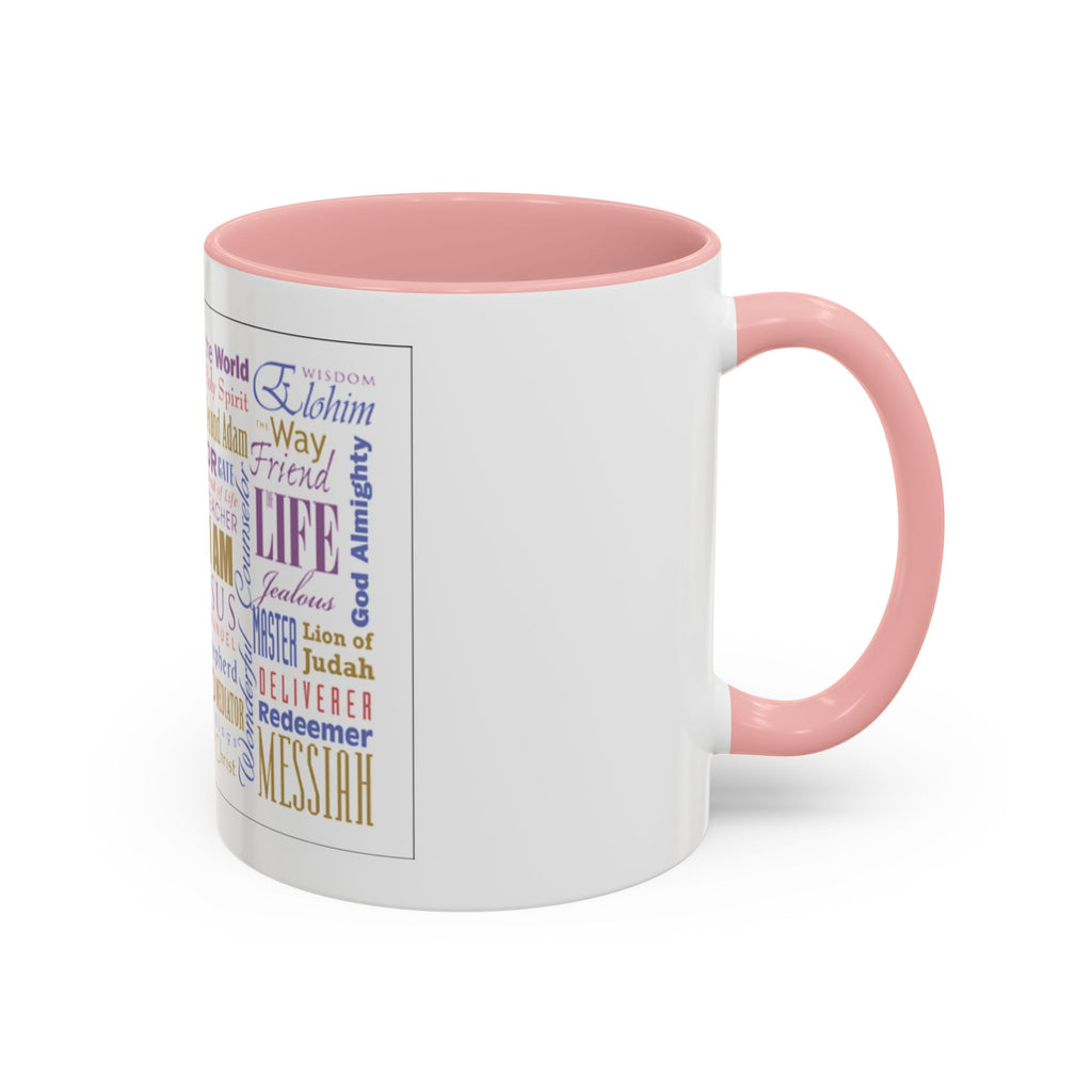 Jesus Names Word Cloud Accent Coffee Mug (11/15oz) — Inspirational Christian Gift