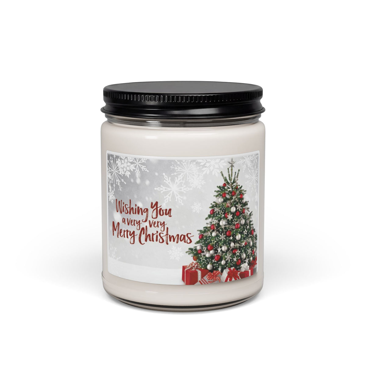 Christmas Tree Soy Candle — "Wishing You a Very, Very Merry Christmas" Scented Candle (9 oz)