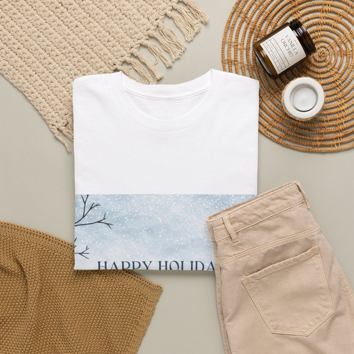 Happy Holidays Winter Branches Christmas T-Shirt