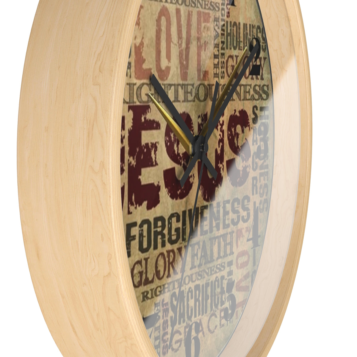 Christian Wall Clock — Jesus Word Art Vintage Faith Decor