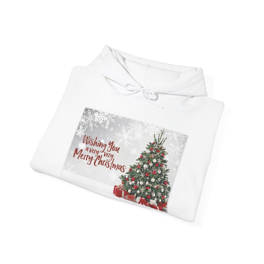 Christmas Tree Hoodie — "Wishing You a Merry Christmas" Holiday Sweatshirt