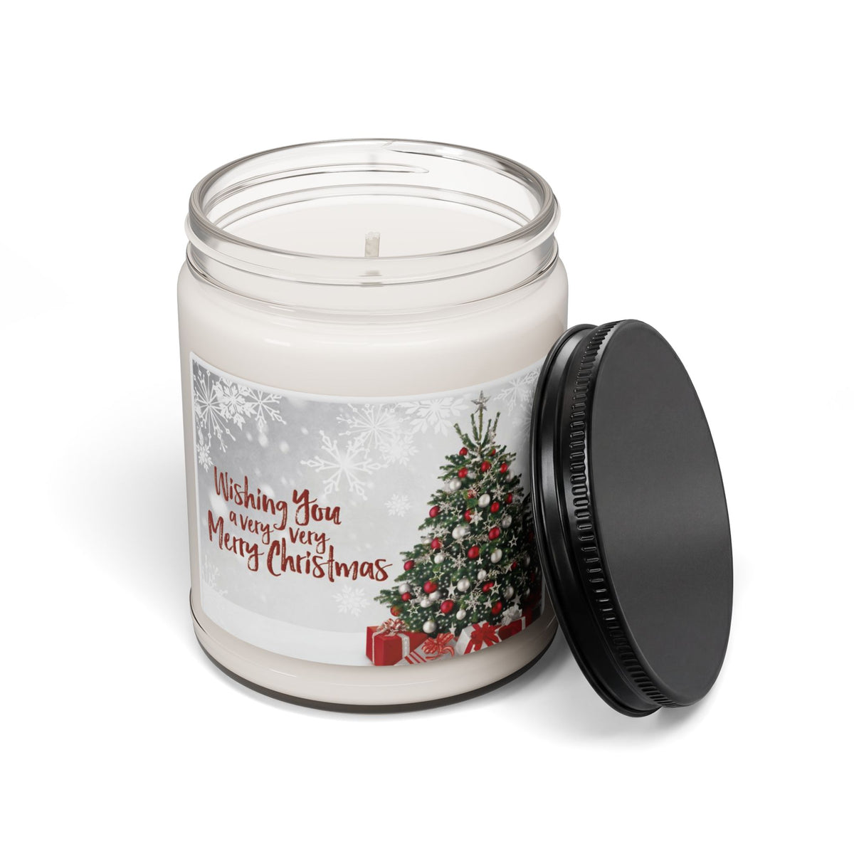 Christmas Tree Soy Candle — "Wishing You a Very, Very Merry Christmas" Scented Candle (9 oz)