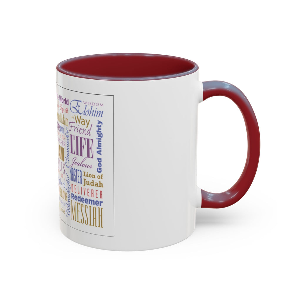 Jesus Names Word Cloud Accent Coffee Mug (11/15oz) — Inspirational Christian Gift