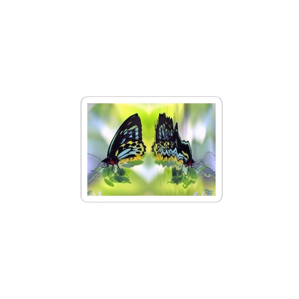Butterfly Reflection Kiss-Cut Sticker — Colorful Nature Laptop Decal