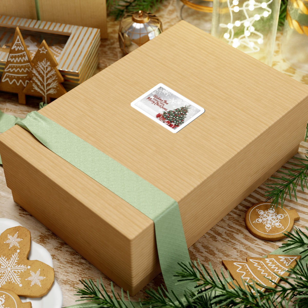 Christmas Tree Sticker — "Wishing You a Very, Very Merry Christmas" Holiday Kiss-Cut Sticker