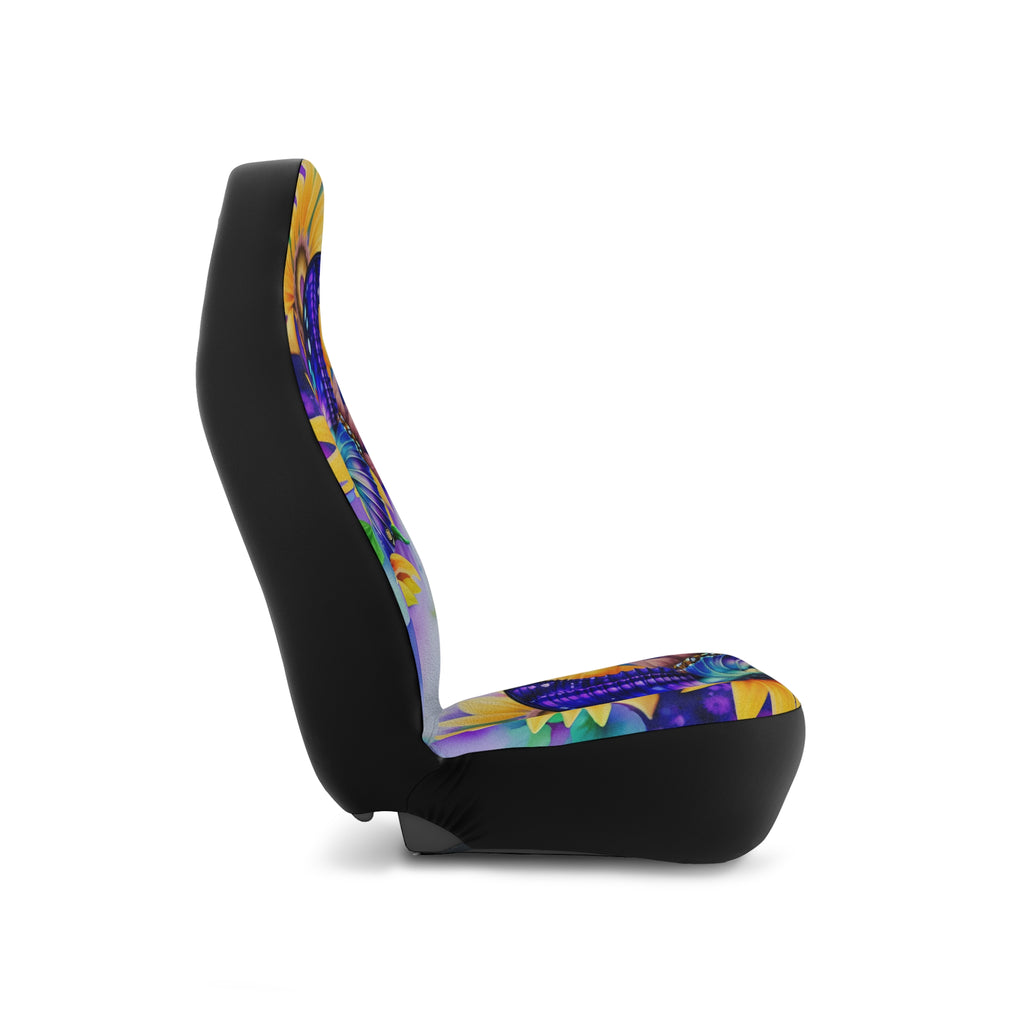 Sunflower & Blue Butterfly Car Seat Covers — Floral Automotive Seat Protector