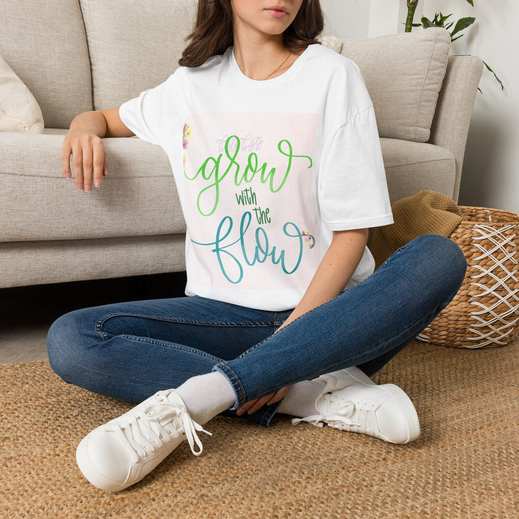 Grow With The Flow T-Shirt — Floral Inspirational Tee for Gardeners & Self-Care