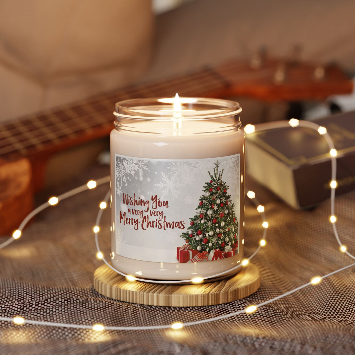 Christmas Tree Soy Candle — "Wishing You a Very, Very Merry Christmas" Scented Candle (9 oz)