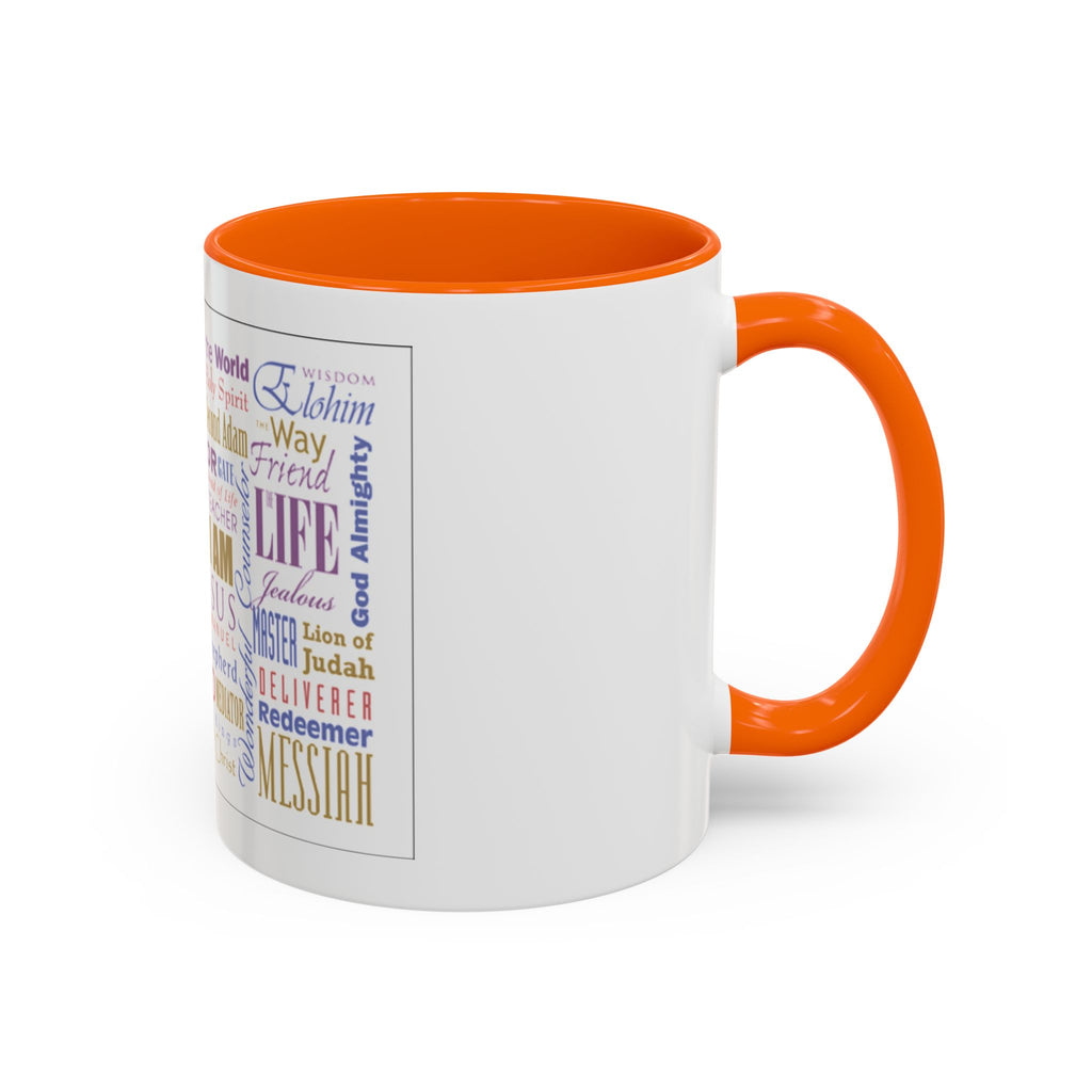 Jesus Names Word Cloud Accent Coffee Mug (11/15oz) — Inspirational Christian Gift