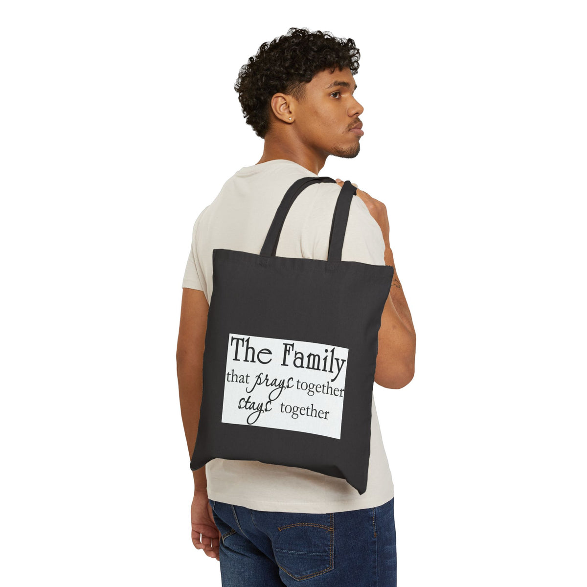 Tote Bag — "The Family That Prays Together Stays Together" Scripture Canvas Tote