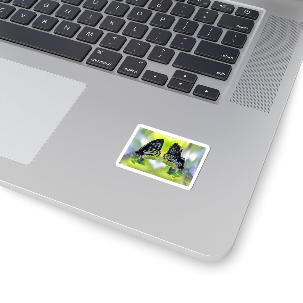 Butterfly Reflection Kiss-Cut Sticker — Colorful Nature Laptop Decal