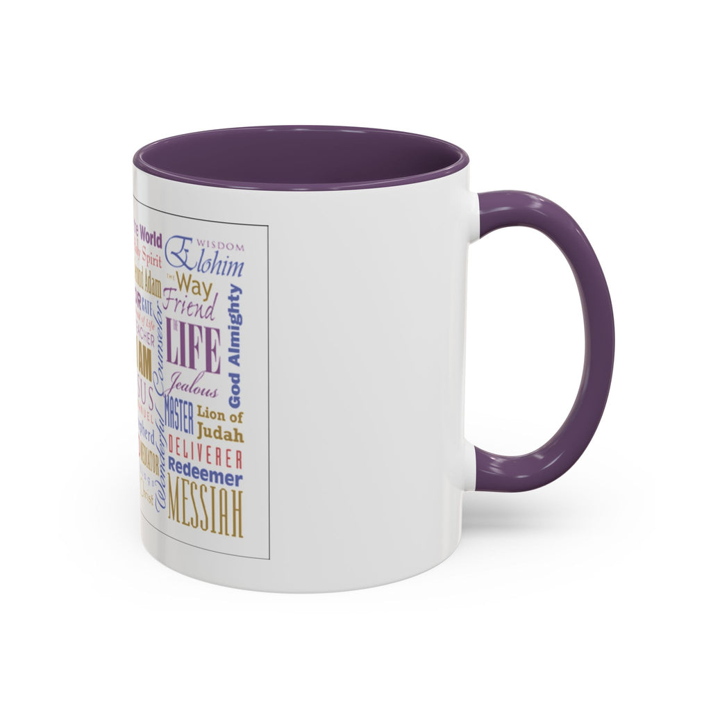 Jesus Names Word Cloud Accent Coffee Mug (11/15oz) — Inspirational Christian Gift