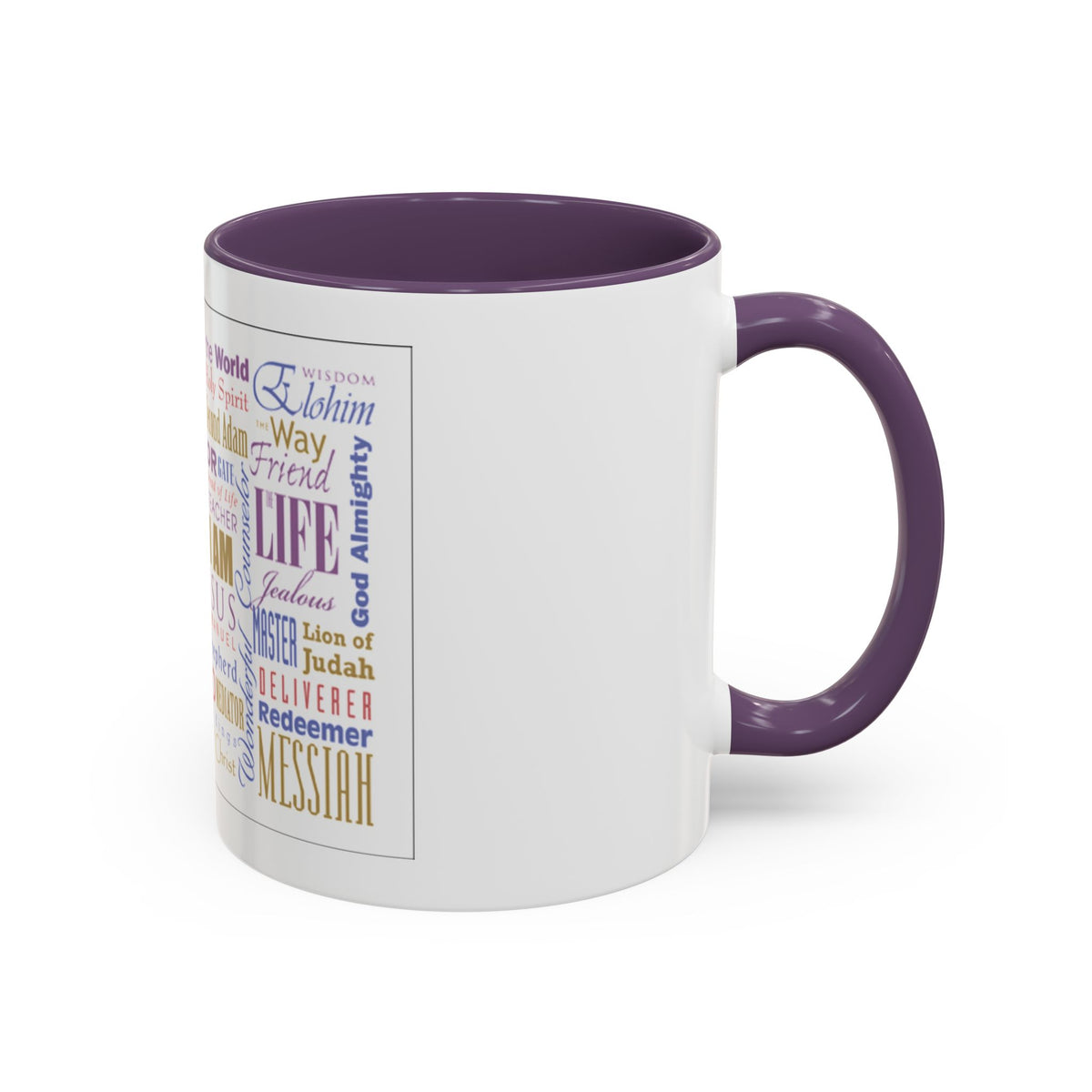 Jesus Names Word Cloud Accent Coffee Mug (11/15oz) — Inspirational Christian Gift