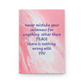 Calmness & Peace Lined Hardcover Journal — Pink Marble Affirmation Notebook