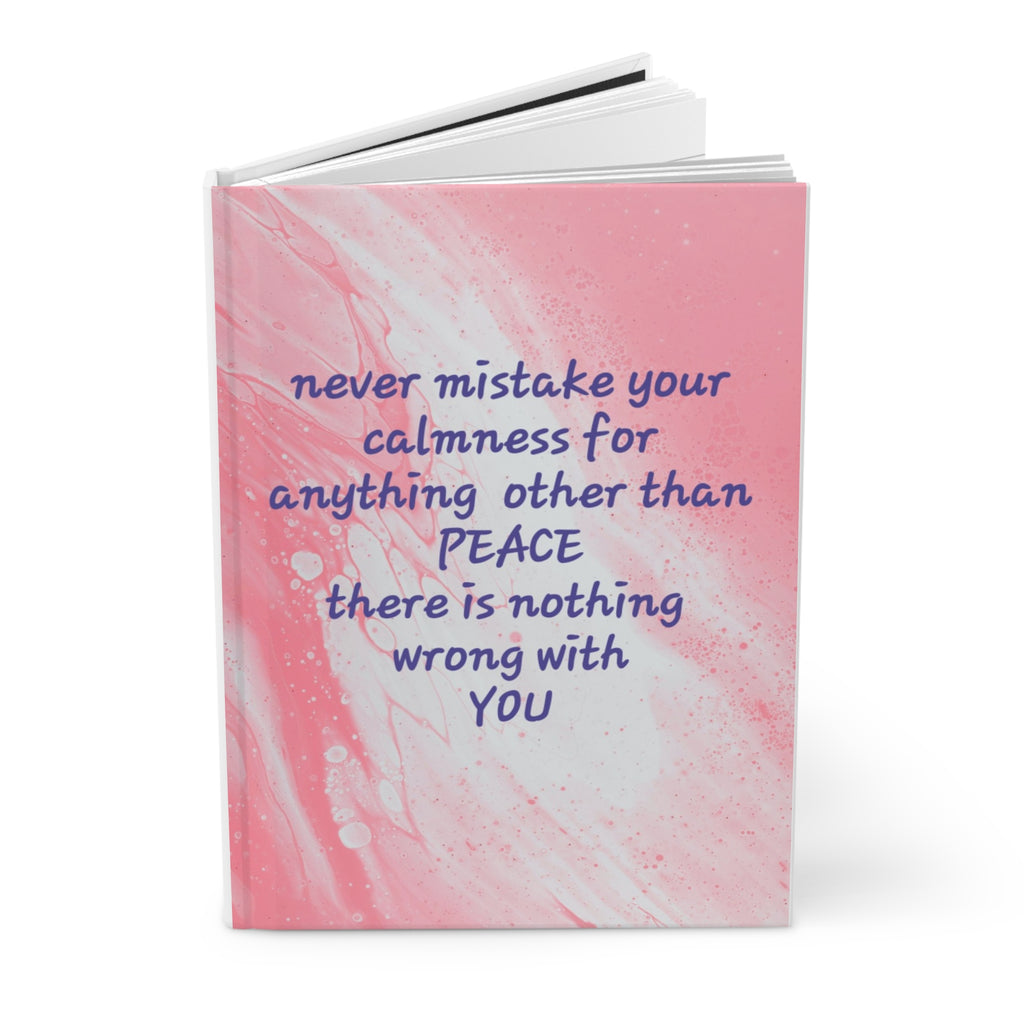 Calmness & Peace Lined Hardcover Journal — Pink Marble Affirmation Notebook