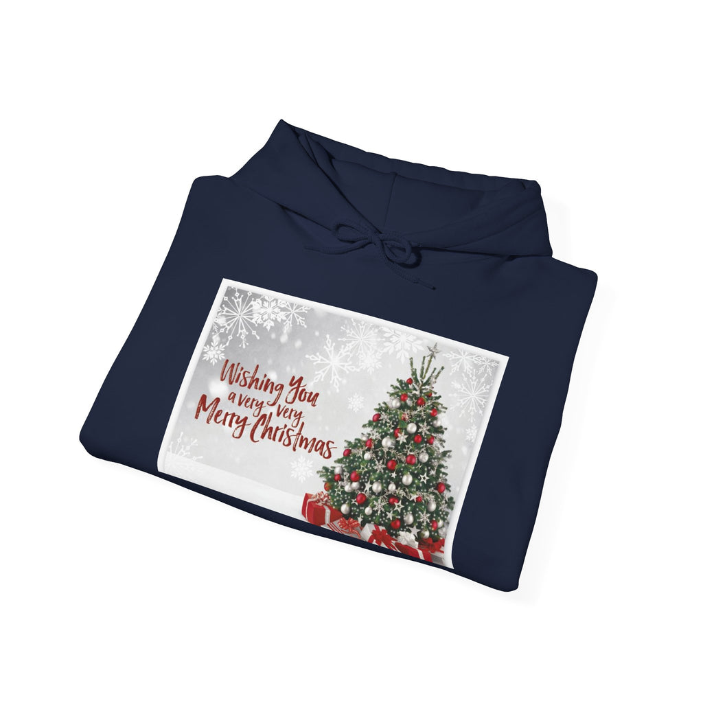 Christmas Tree Hoodie — "Wishing You a Merry Christmas" Holiday Sweatshirt