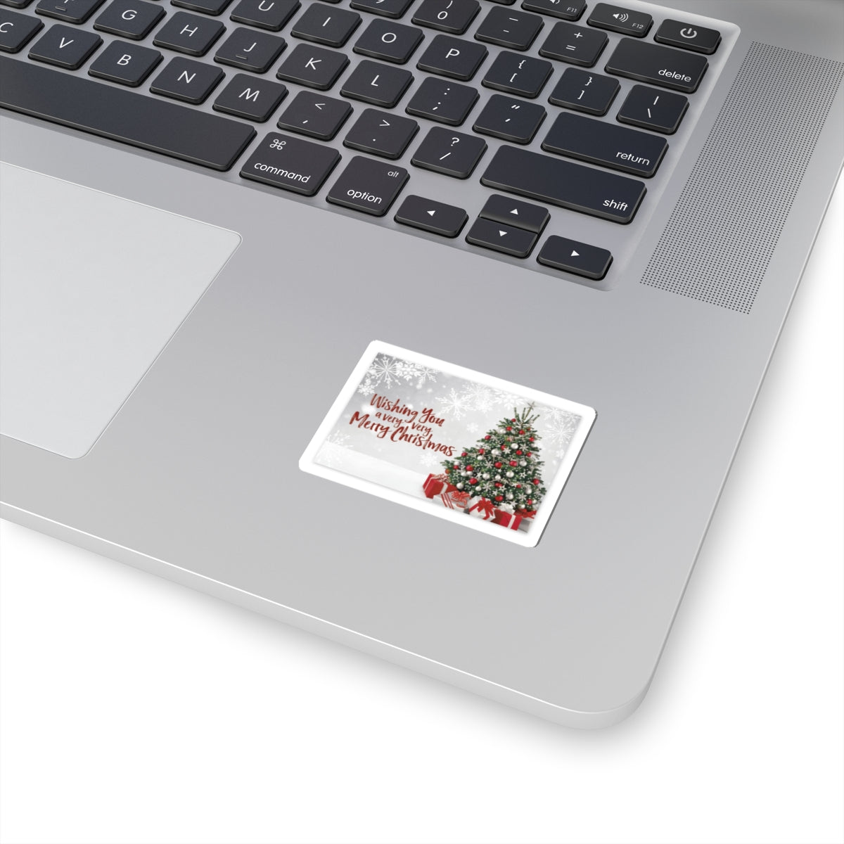 Christmas Tree Sticker — "Wishing You a Very, Very Merry Christmas" Holiday Kiss-Cut Sticker