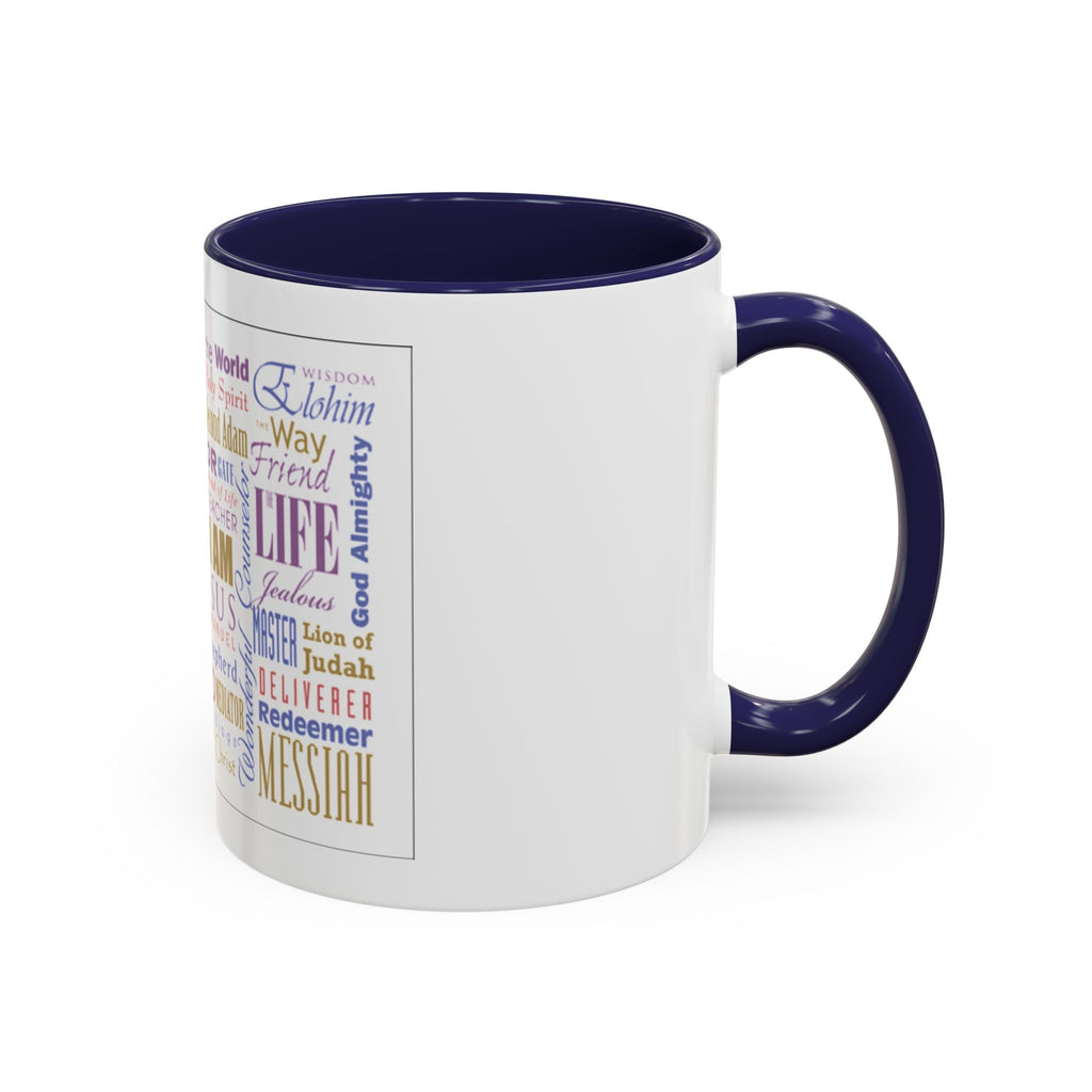 Jesus Names Word Cloud Accent Coffee Mug (11/15oz) — Inspirational Christian Gift