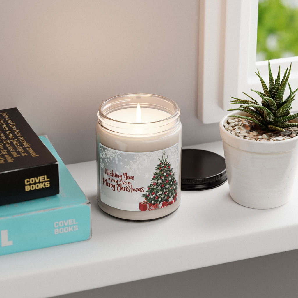 Christmas Tree Soy Candle — "Wishing You a Very, Very Merry Christmas" Scented Candle (9 oz)