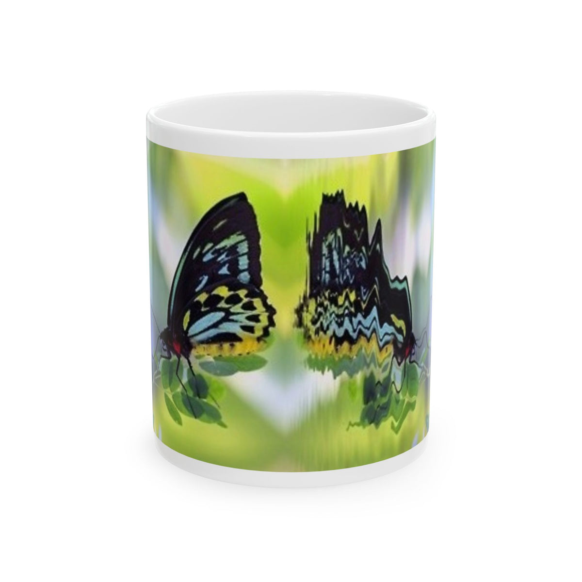 Butterfly Reflection Ceramic Mug — Nature-Inspired Tea & Coffee Cup (11oz, 15oz)