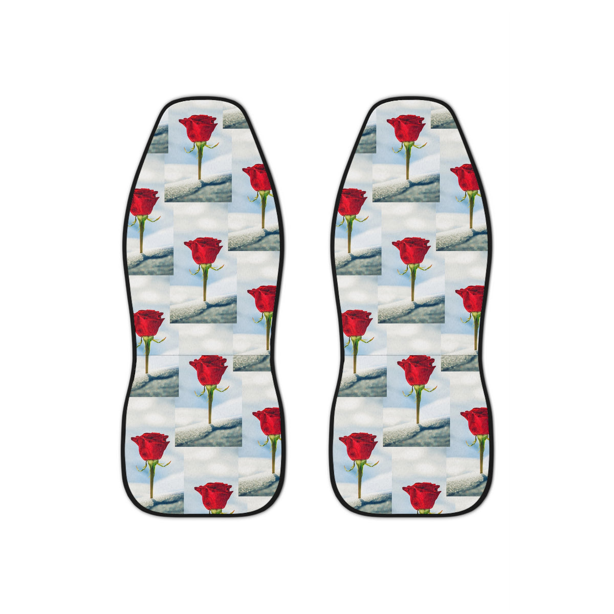 Red Rose Pattern Car Seat Covers — Romantic Floral Auto Seat Protector