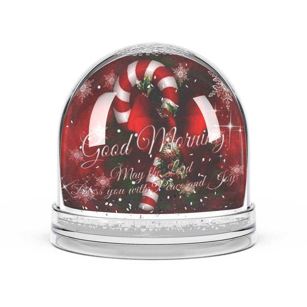 Candy Cane Snow Globe – 'Good Morning' Holiday Keepsake