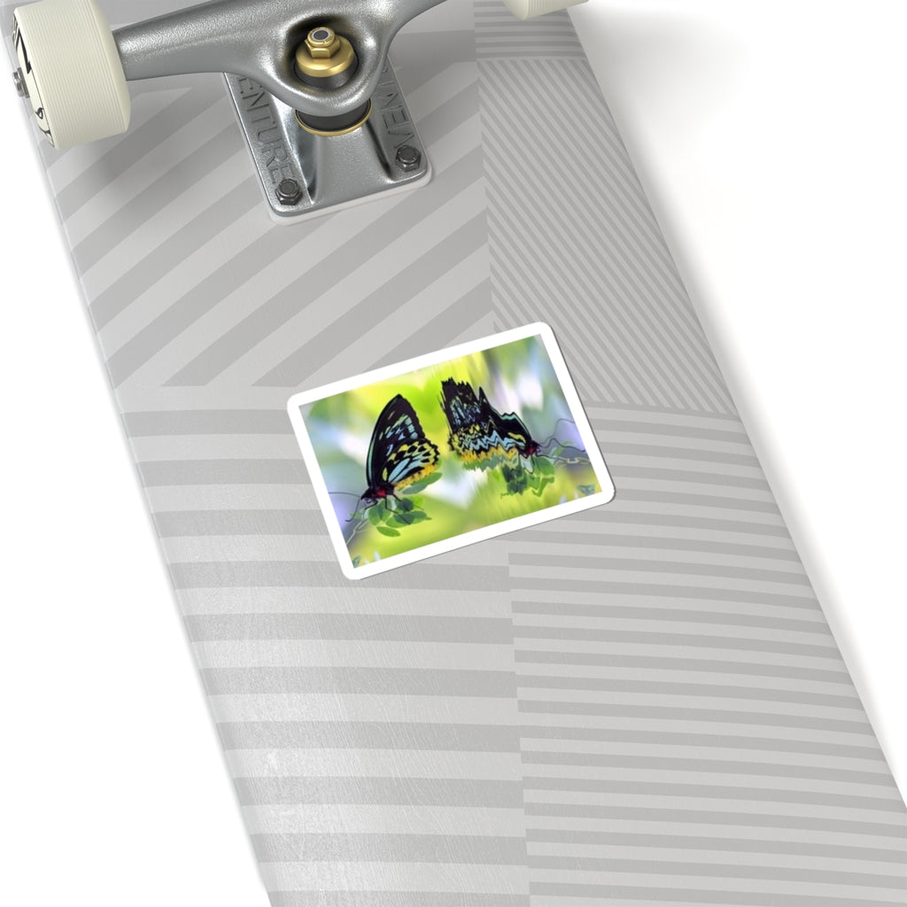 Butterfly Reflection Kiss-Cut Sticker — Colorful Nature Laptop Decal