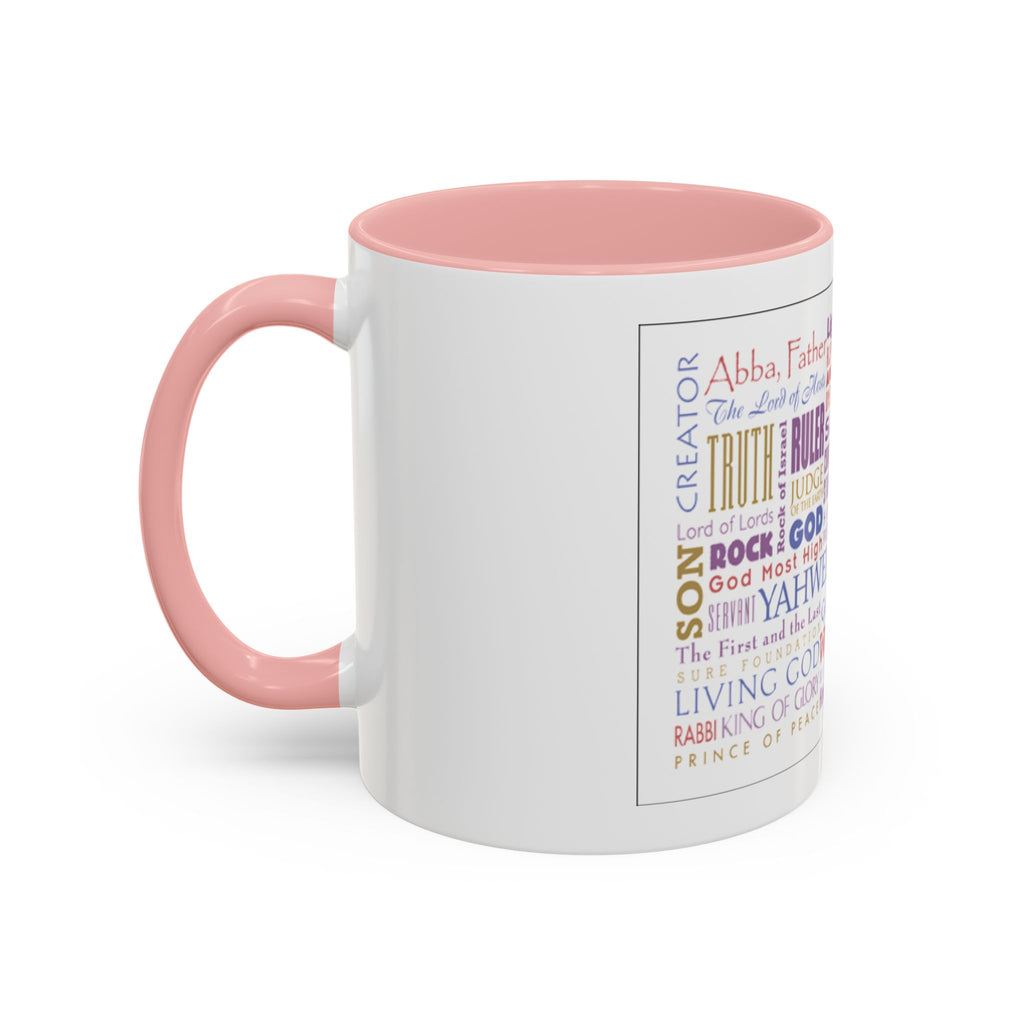 Jesus Names Word Cloud Accent Coffee Mug (11/15oz) — Inspirational Christian Gift