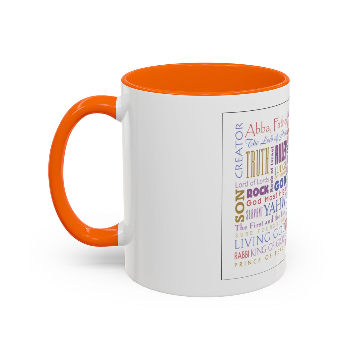 Jesus Names Word Cloud Accent Coffee Mug (11/15oz) — Inspirational Christian Gift