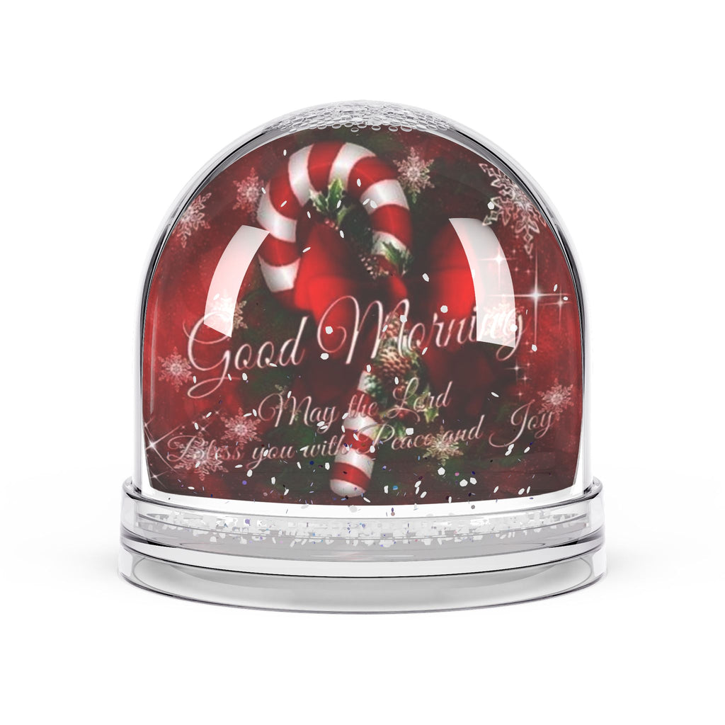 Candy Cane Snow Globe – 'Good Morning' Holiday Keepsake