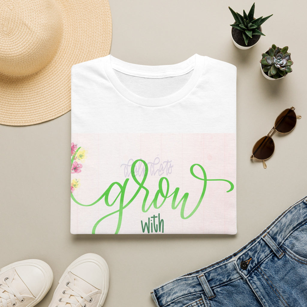 Grow With The Flow T-Shirt — Floral Inspirational Tee for Gardeners & Self-Care