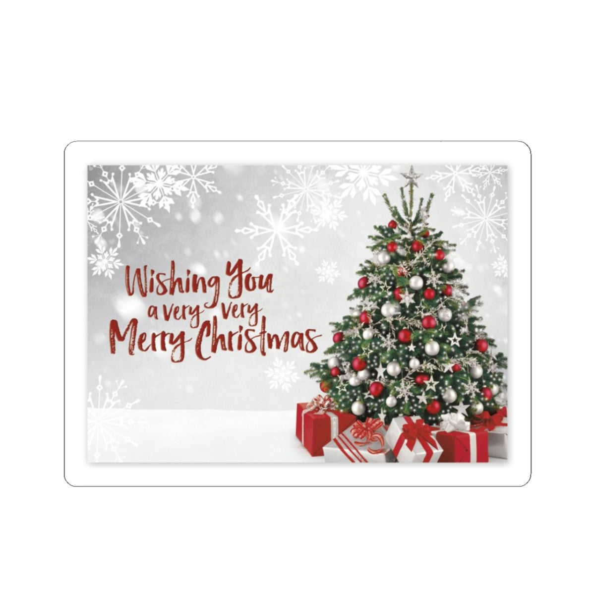 Christmas Tree Sticker — "Wishing You a Very, Very Merry Christmas" Holiday Kiss-Cut Sticker