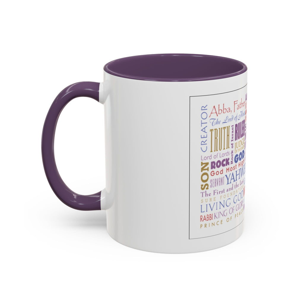 Jesus Names Word Cloud Accent Coffee Mug (11/15oz) — Inspirational Christian Gift