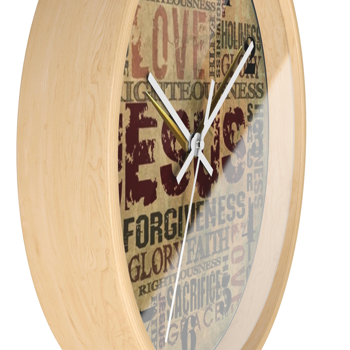 Christian Wall Clock — Jesus Word Art Vintage Faith Decor