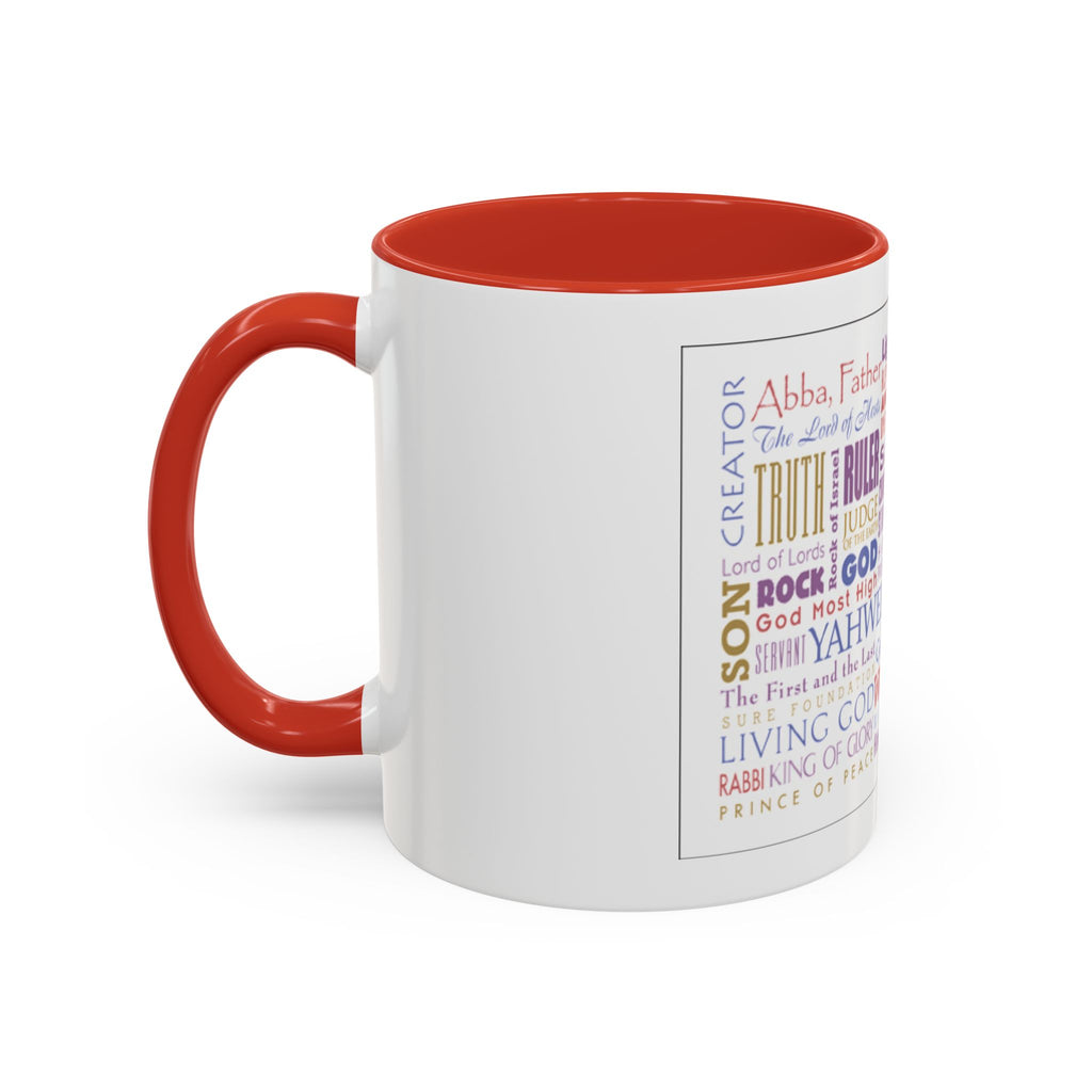 Jesus Names Word Cloud Accent Coffee Mug (11/15oz) — Inspirational Christian Gift
