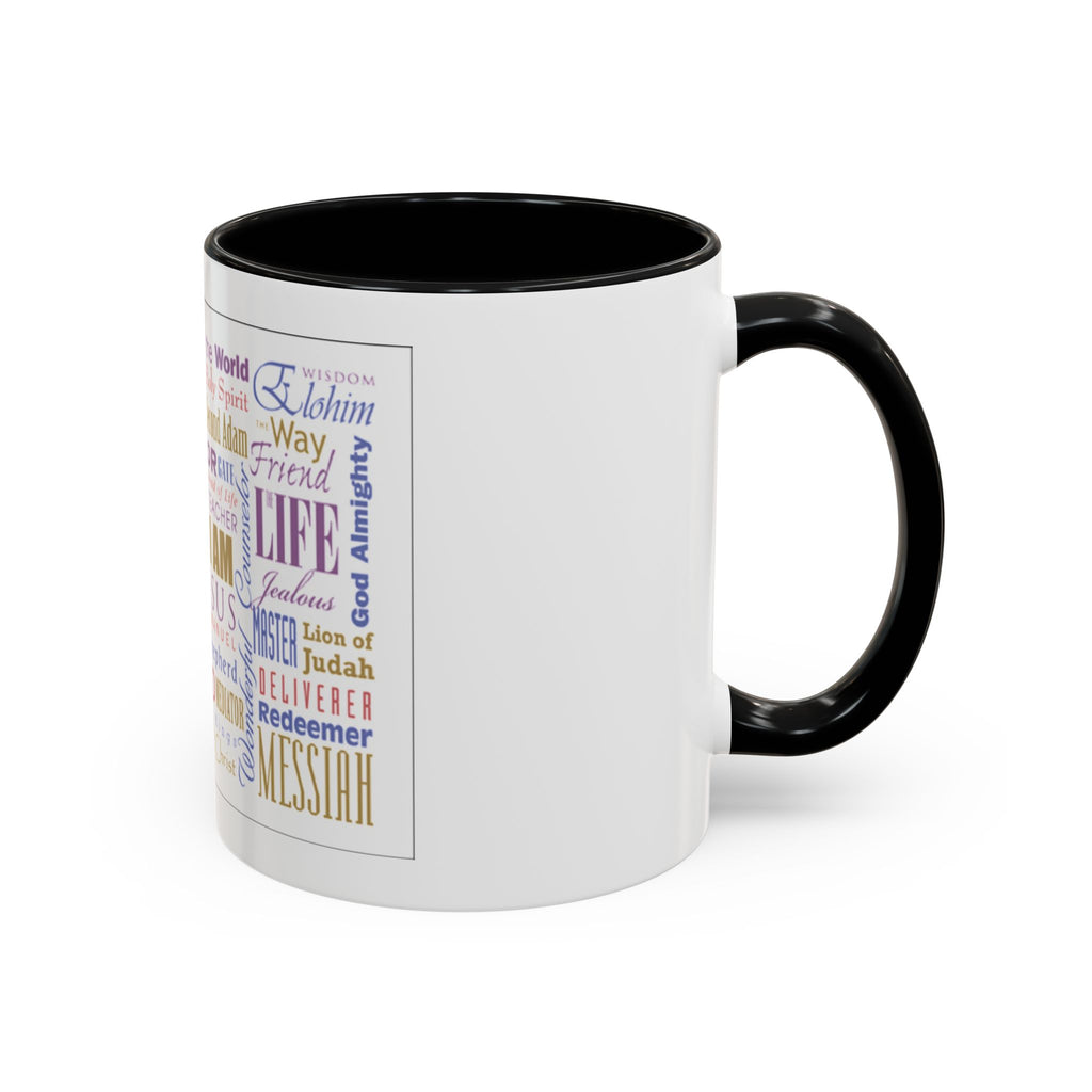 Jesus Names Word Cloud Accent Coffee Mug (11/15oz) — Inspirational Christian Gift