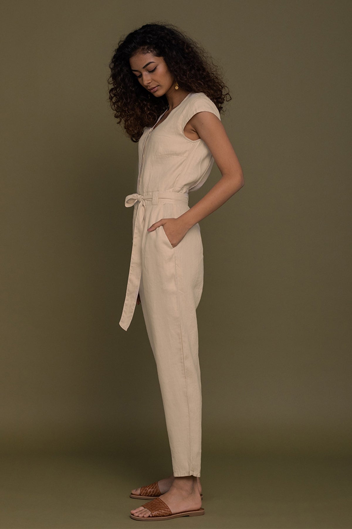 Evening Chai Jumpsuit in Neutral Beige